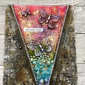 Canvas panel mixed media art.